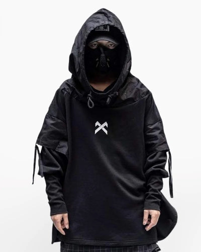 Techwear Black hoodie streetwear