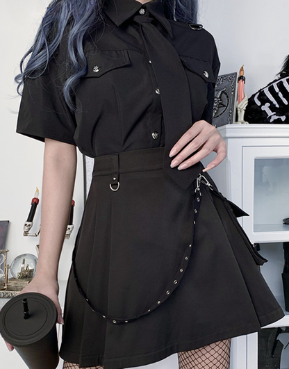 Techwear Black Cargo Skirt