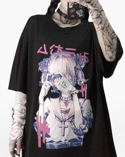 Techwear anime girl oversized shirt