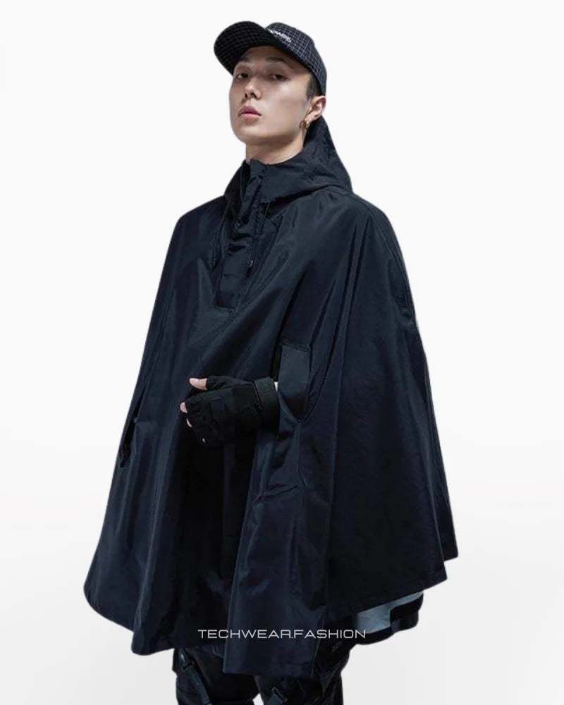 Techwear Black cape jacket