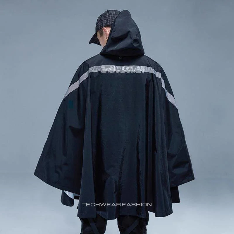 Techwear Black cape jacket