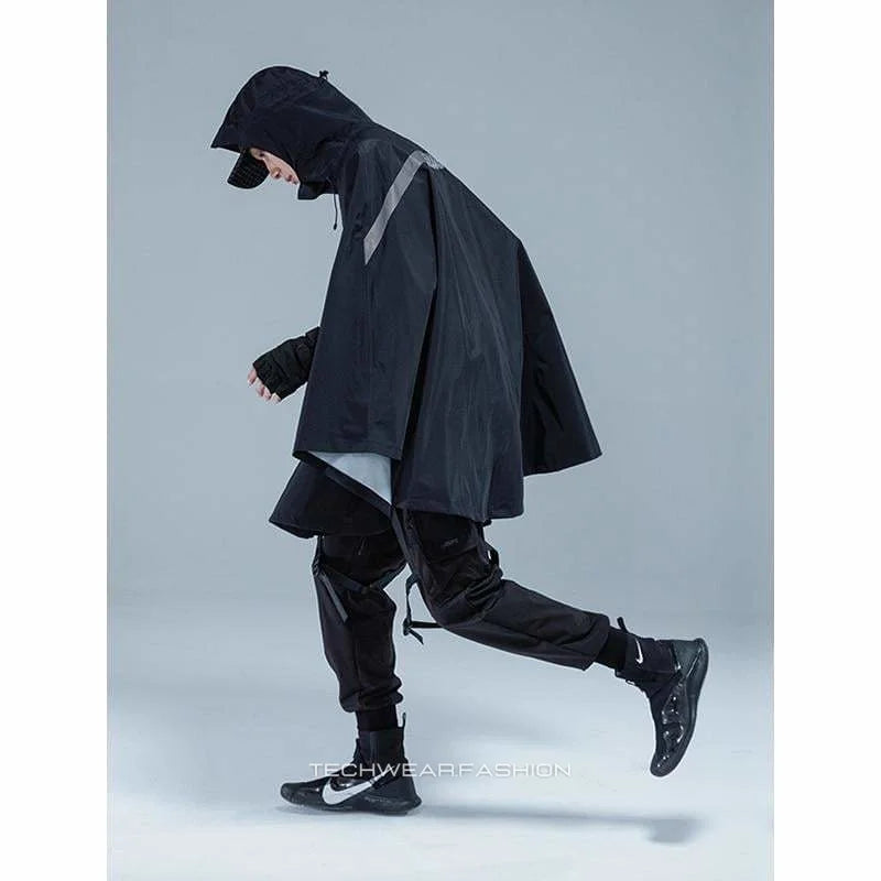 Techwear Black cape jacket