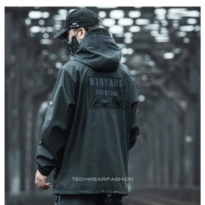 Techwear Black Cargo Jacket Men’s