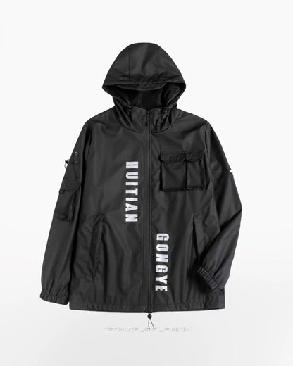 Techwear Black Cargo Jacket Men’s