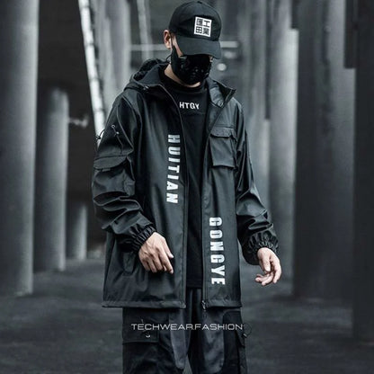 Techwear Black Cargo Jacket Men’s