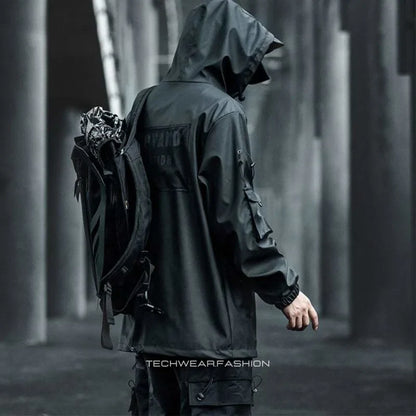 Techwear Black Cargo Jacket Men’s