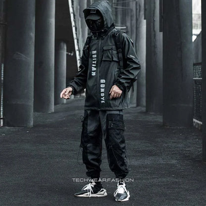 Techwear Black Cargo Jacket Men’s