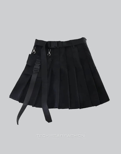 Techwear Black Cargo Mini Skirt