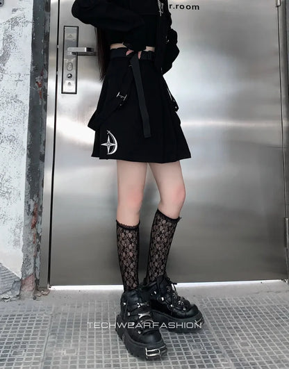 Techwear Black Goth Skirt