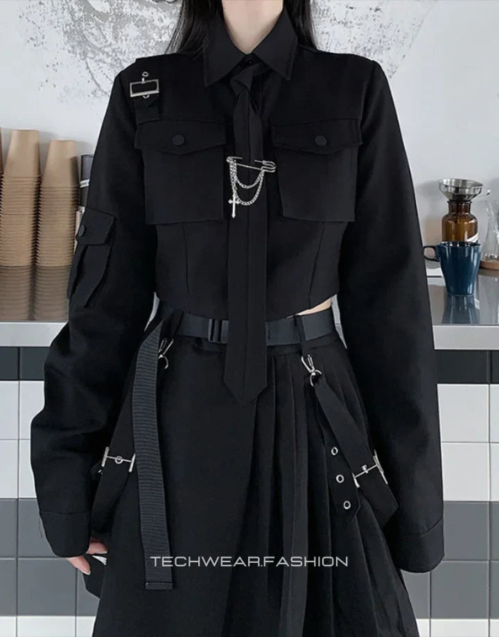 Techwear Black Goth Skirt