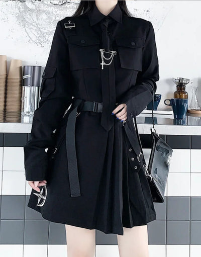 Techwear Black Goth Skirt