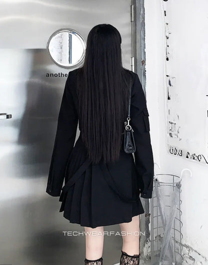 Techwear Black Goth Skirt