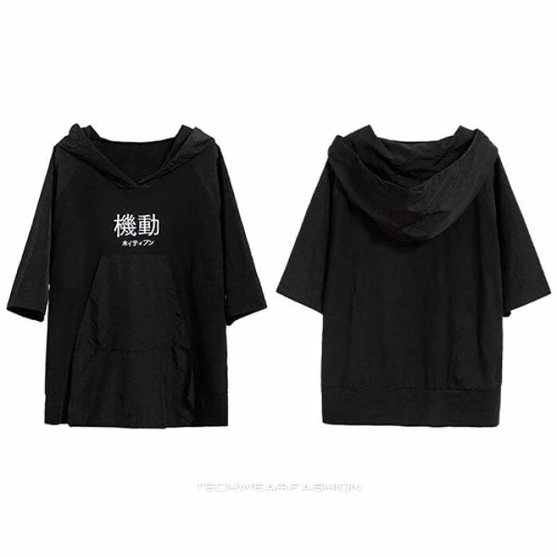 Techwear Black Hooded T-Shirt