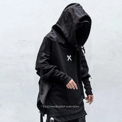 Techwear Black hoodie streetwear