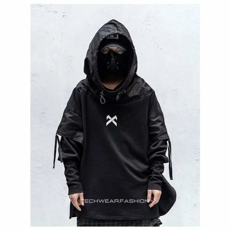 Techwear Black hoodie streetwear