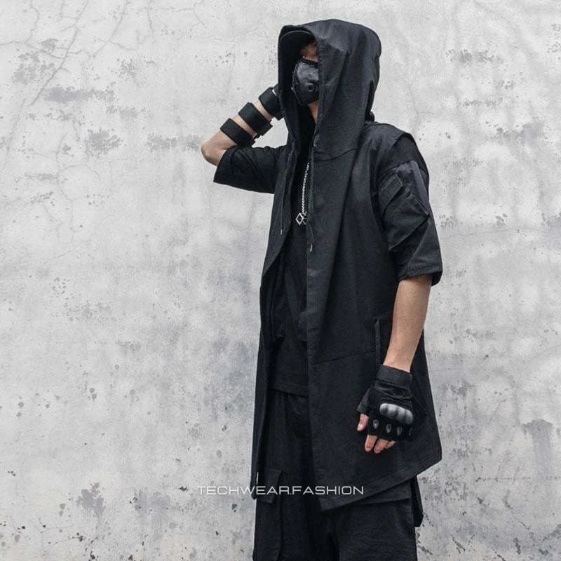 Techwear Black sleeveless jacket