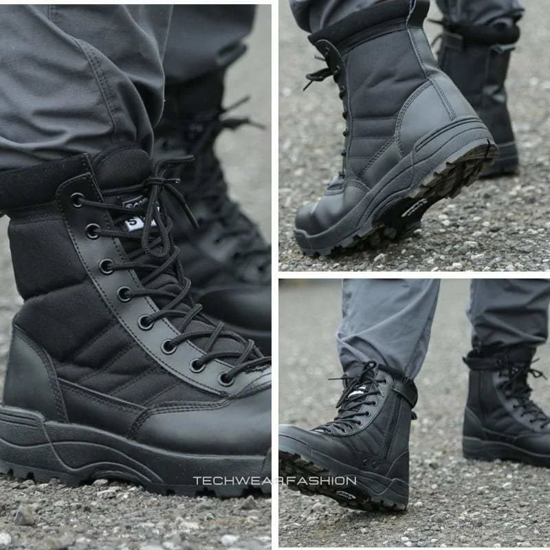 Techwear Black Tactical Side Zip Boots