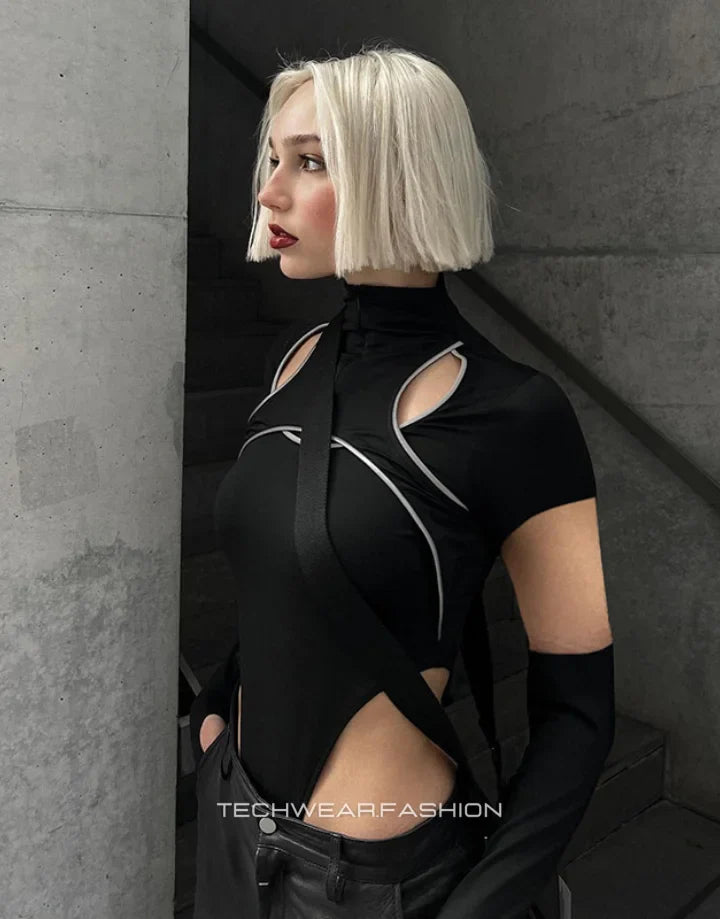 Techwear Black Turtle Neck Bodysuit