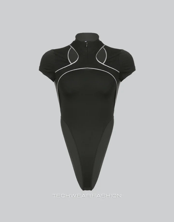 Techwear Black Turtle Neck Bodysuit