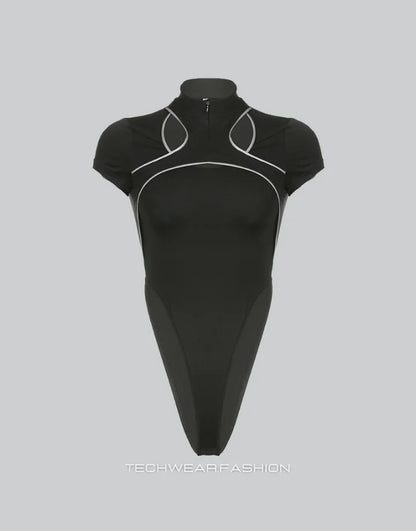 Techwear Black Turtle Neck Bodysuit