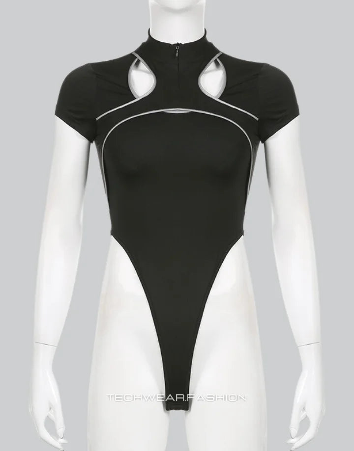 Techwear Black Turtle Neck Bodysuit