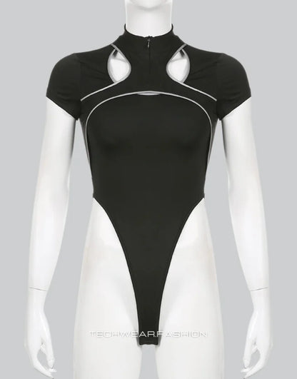 Techwear Black Turtle Neck Bodysuit