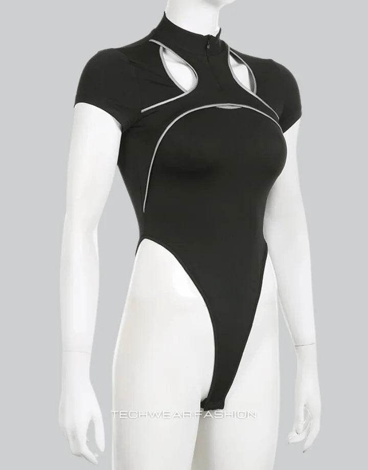 Techwear Black Turtle Neck Bodysuit