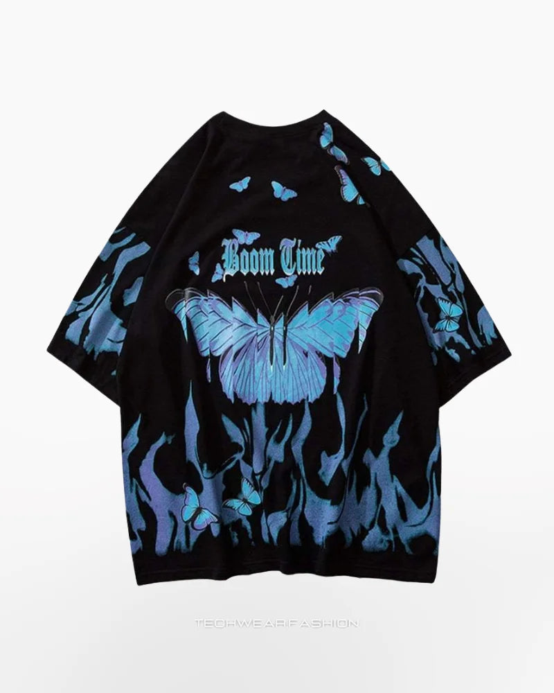 Techwear Blue Butterfly Shirt