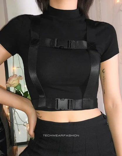 Techwear Buckle Crop Top