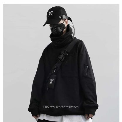 Techwear High Collar Hoodie