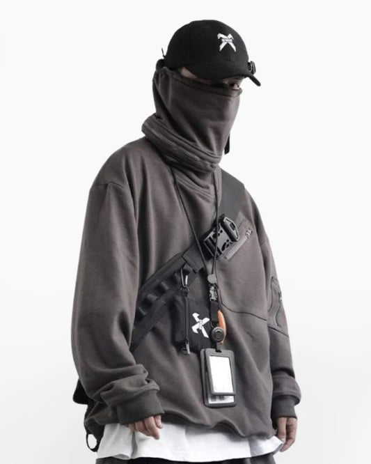 Techwear High Collar Hoodie