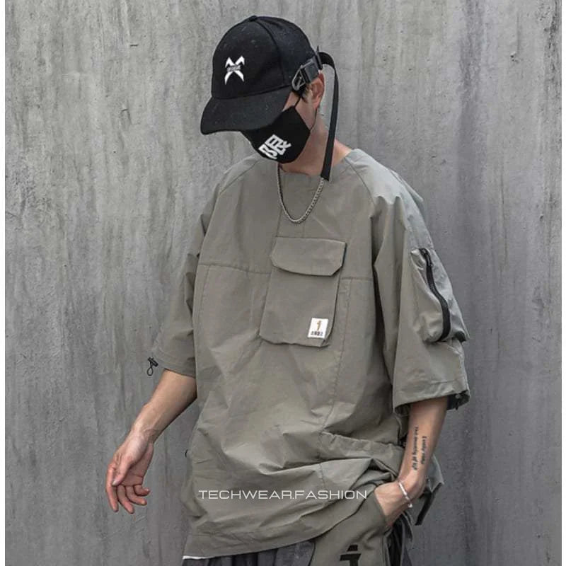 Techwear Khaki cargo shirt