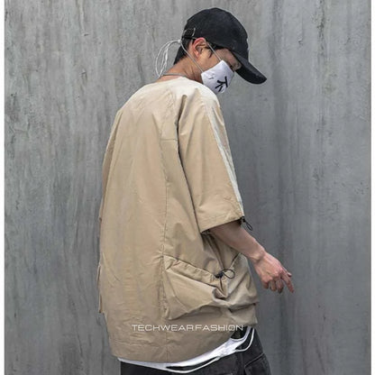 Techwear Khaki cargo shirt