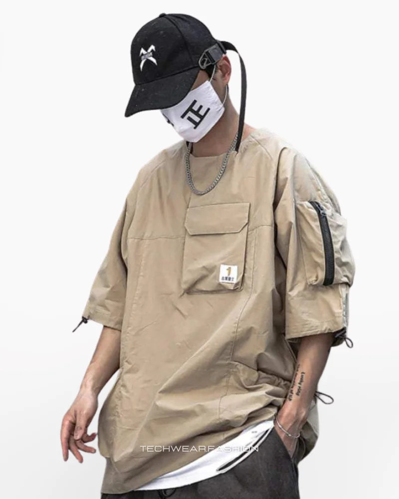 Techwear Khaki cargo shirt