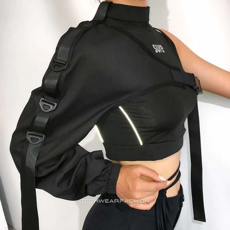 Techwear one shoulder top women