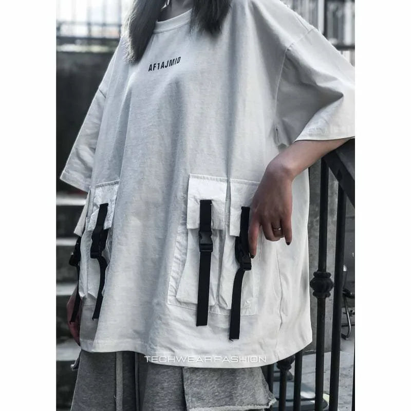 Techwear White Shirt with Pockets