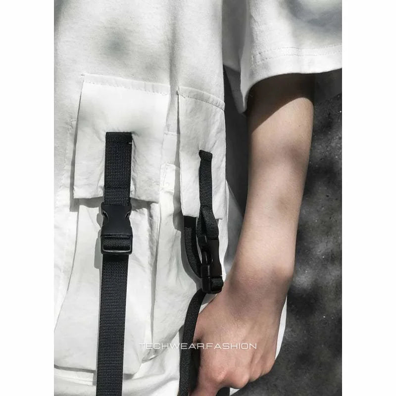 Techwear White Shirt with Pockets