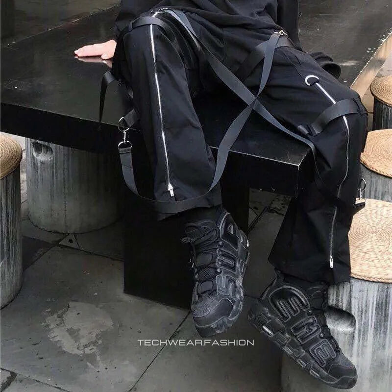 Techwear wide leg cargo pants