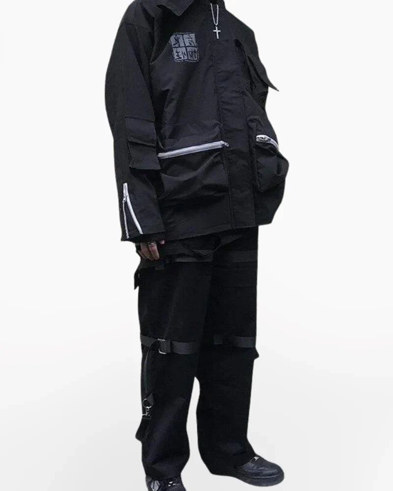 Techwear wide leg cargo pants