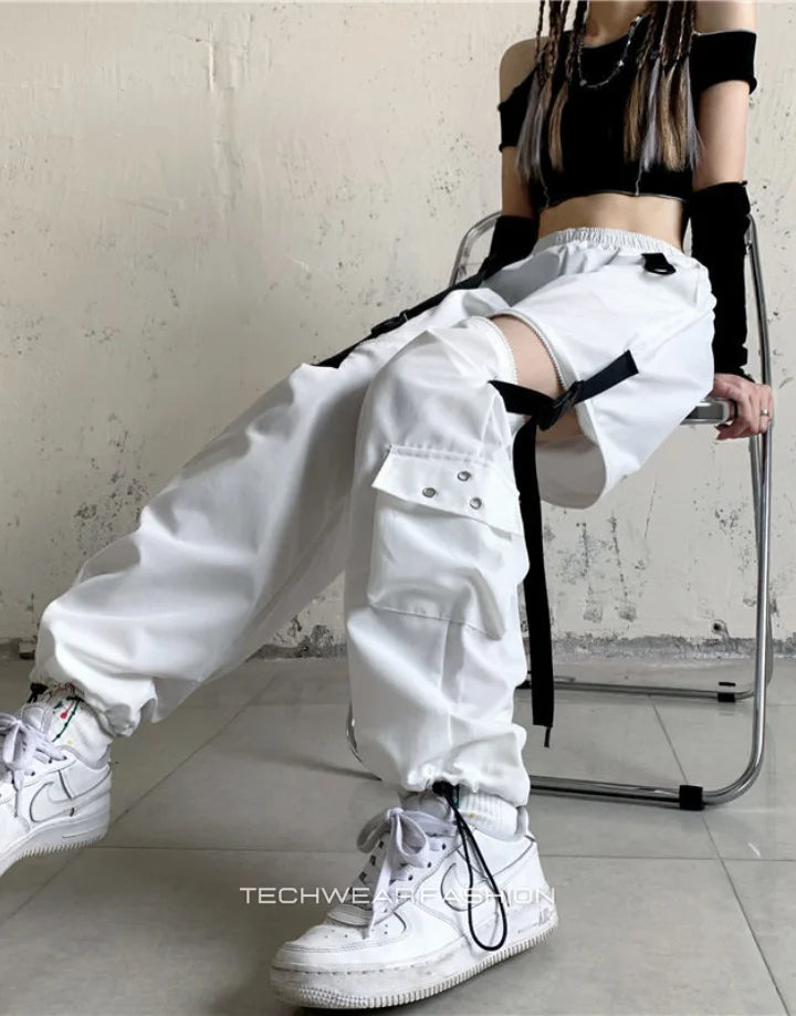 Techwear Womens White Cargo Pants