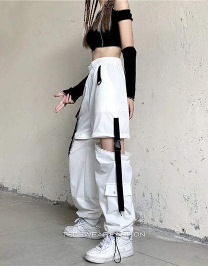 Techwear Womens White Cargo Pants