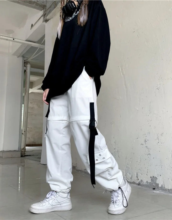 Techwear Womens White Cargo Pants