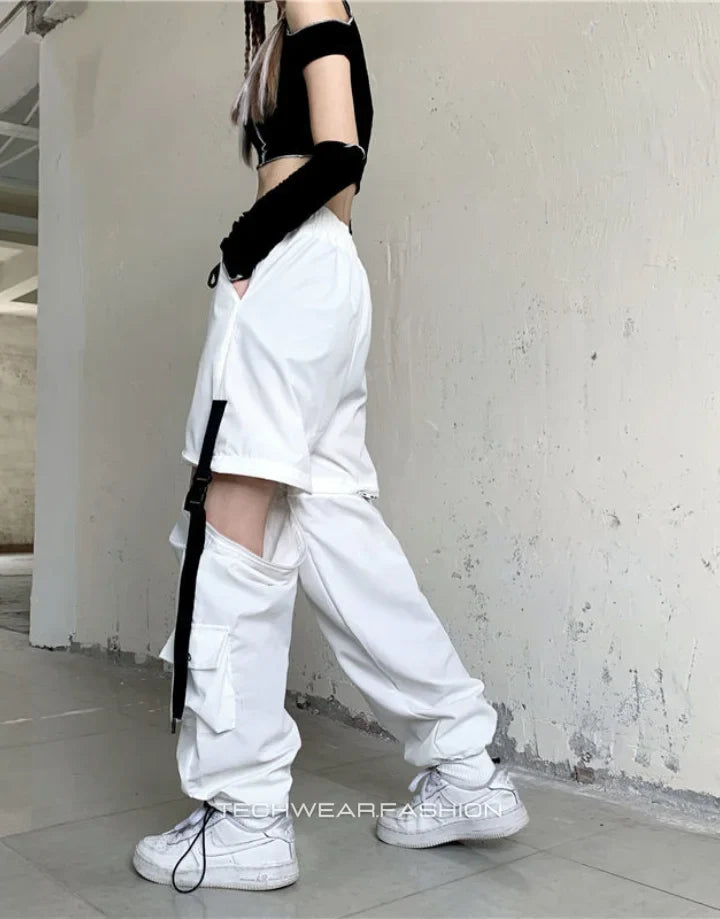 Techwear Womens White Cargo Pants