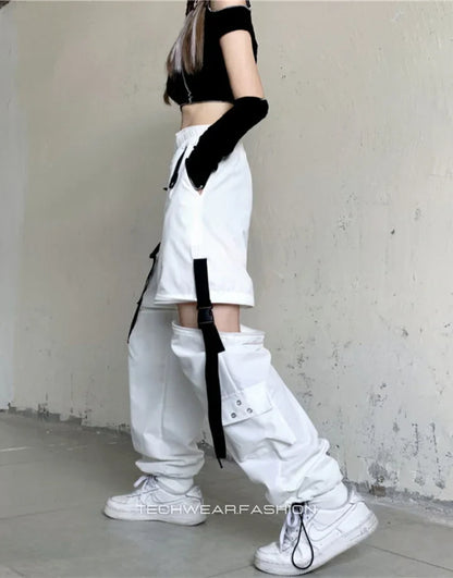 Techwear Womens White Cargo Pants