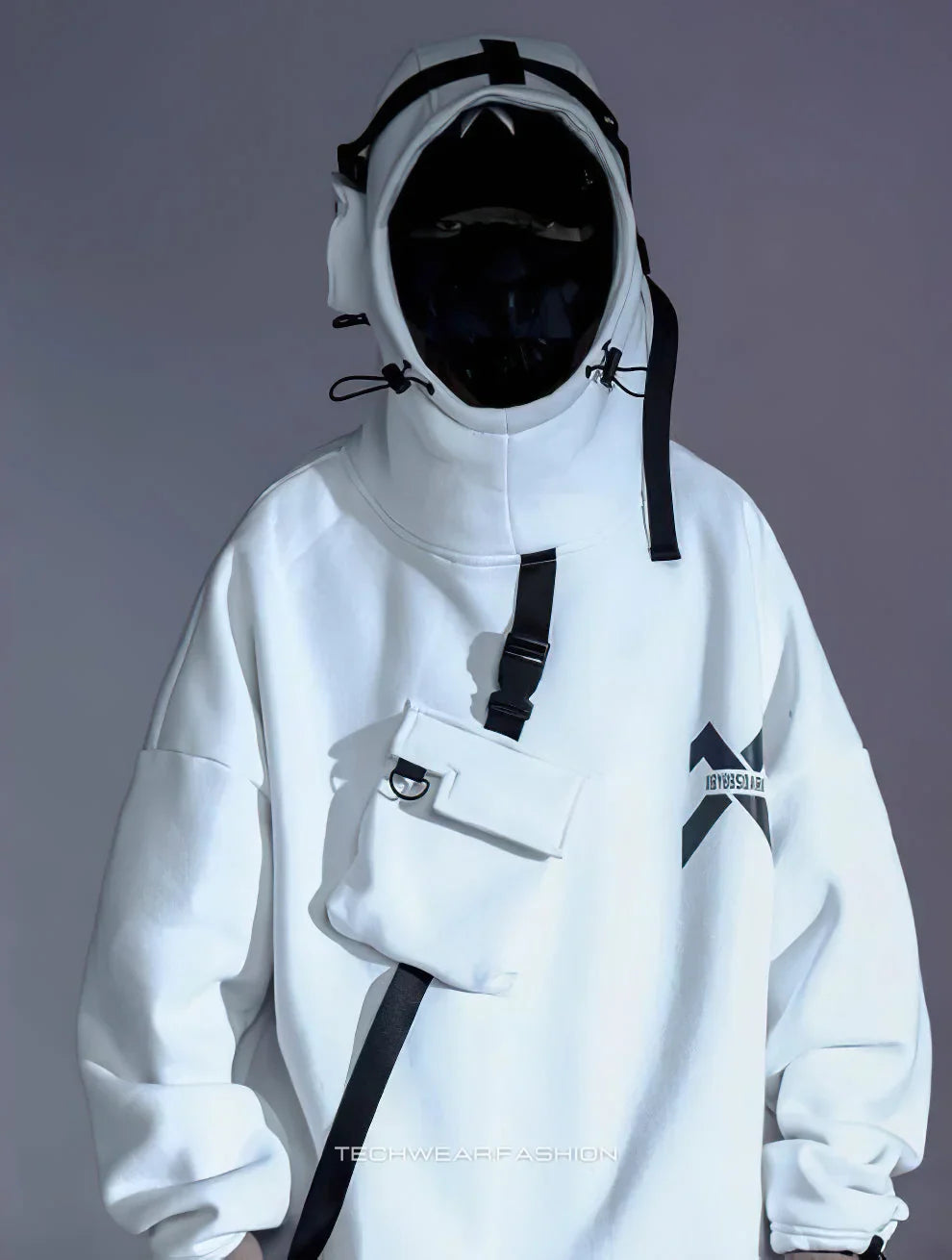 White Techwear Hoodie