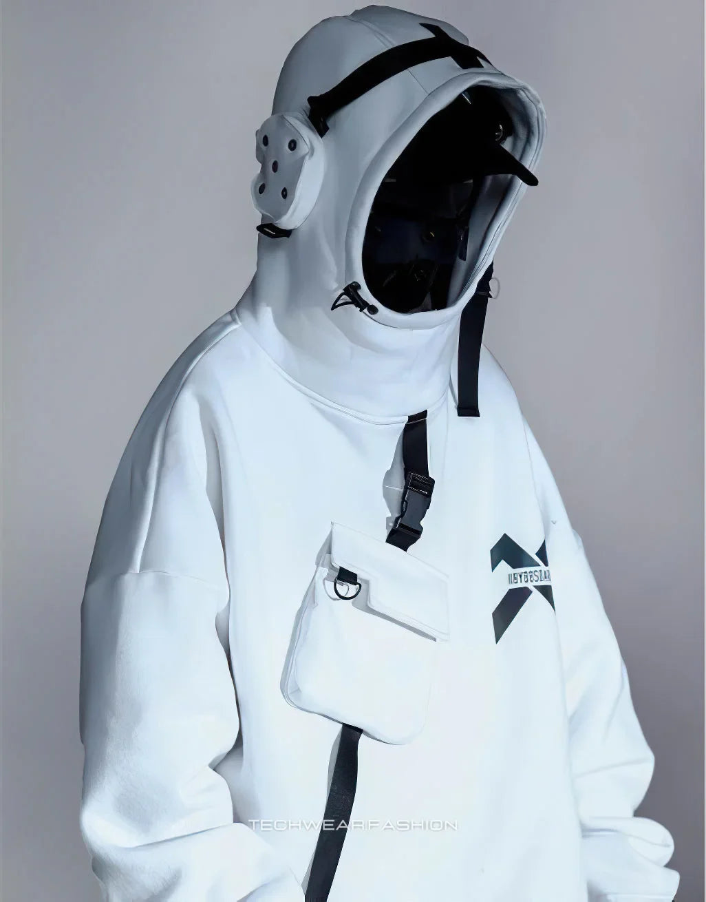 White Techwear Hoodie