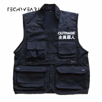 Black tactical vest streetwear