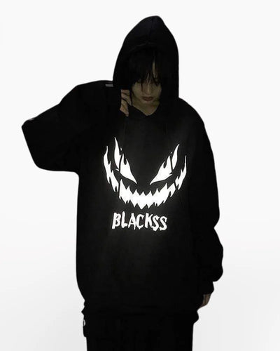 Techwear Black reflective hoodie