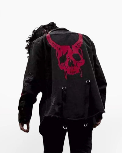 Punk black denim jacket